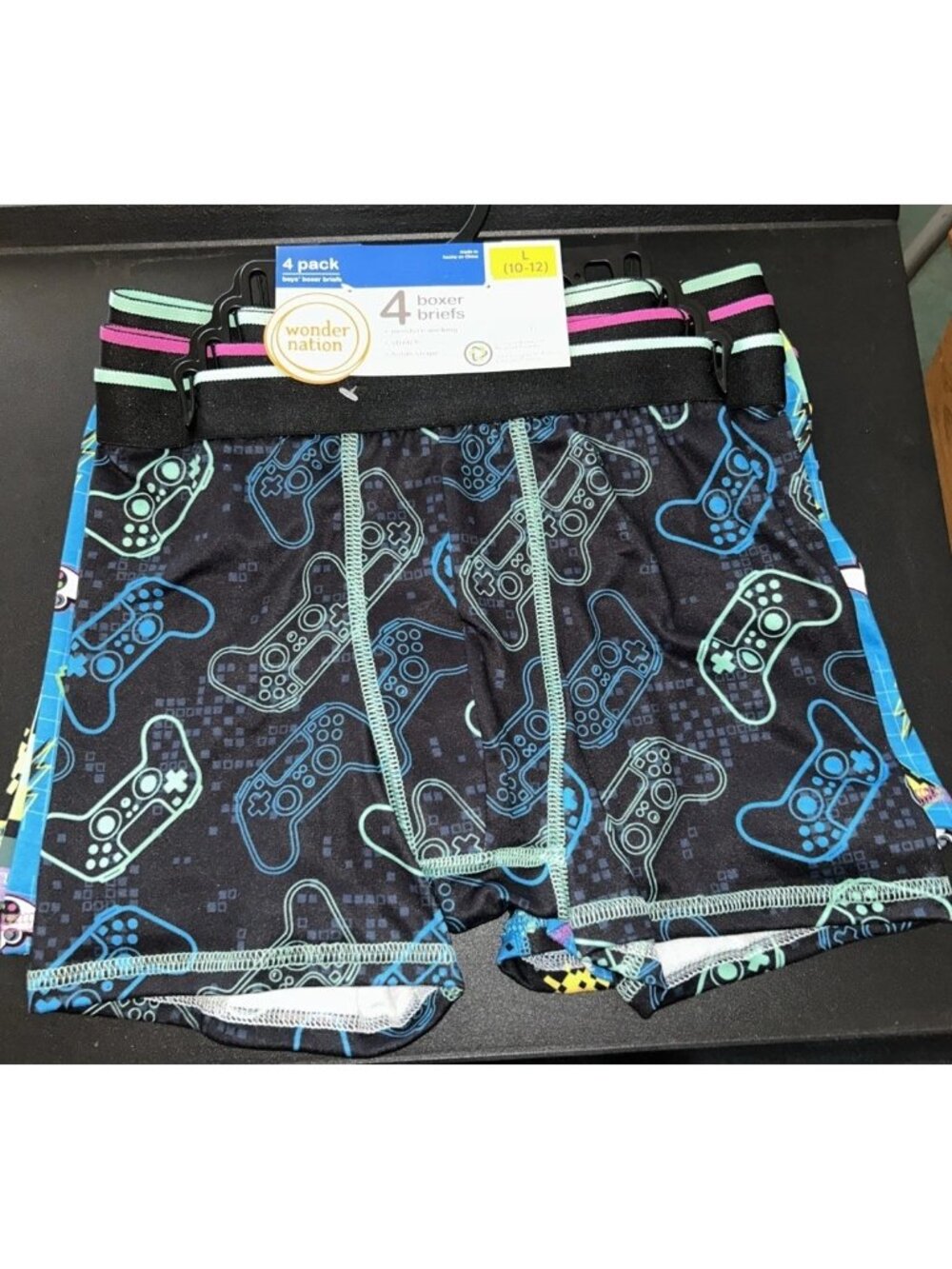 Boys Boxer Briefs Underwear L 10-12 Wonder Nation 4 Pack Video Game Theme New